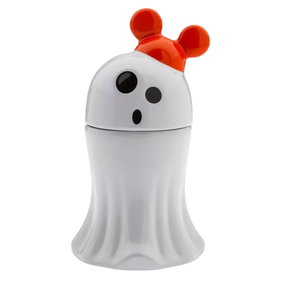 DISNEY PARKS HALLOWEEN GHOST WITH A MICKEY EAR HAT LID CANDLE HOLDER NEW